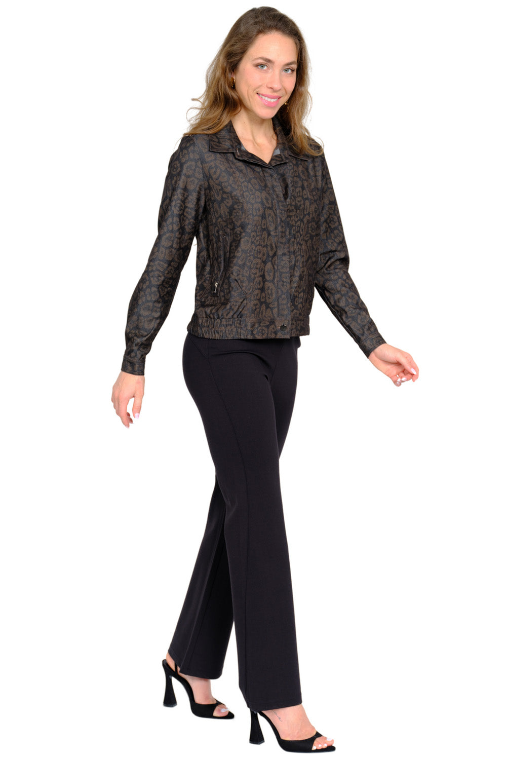 LIOR Women's Black Leopard Shirt Jacket - "Clover"