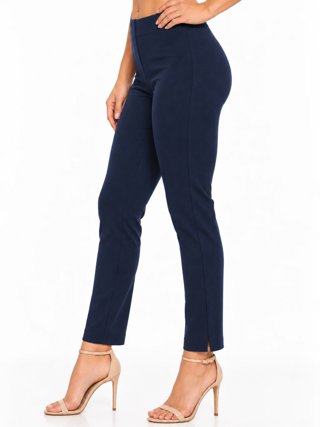 LIOR Women's 28" Inseam Navy Tapered Ankle Pant In Buttery Soft Ponte - "Sasha"