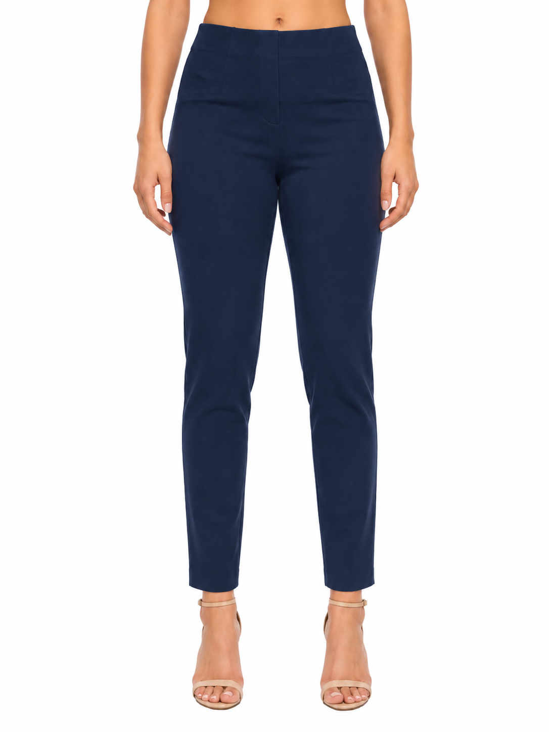 LIOR Women's 28" Inseam Navy Tapered Ankle Pant In Buttery Soft Ponte - "Sasha"