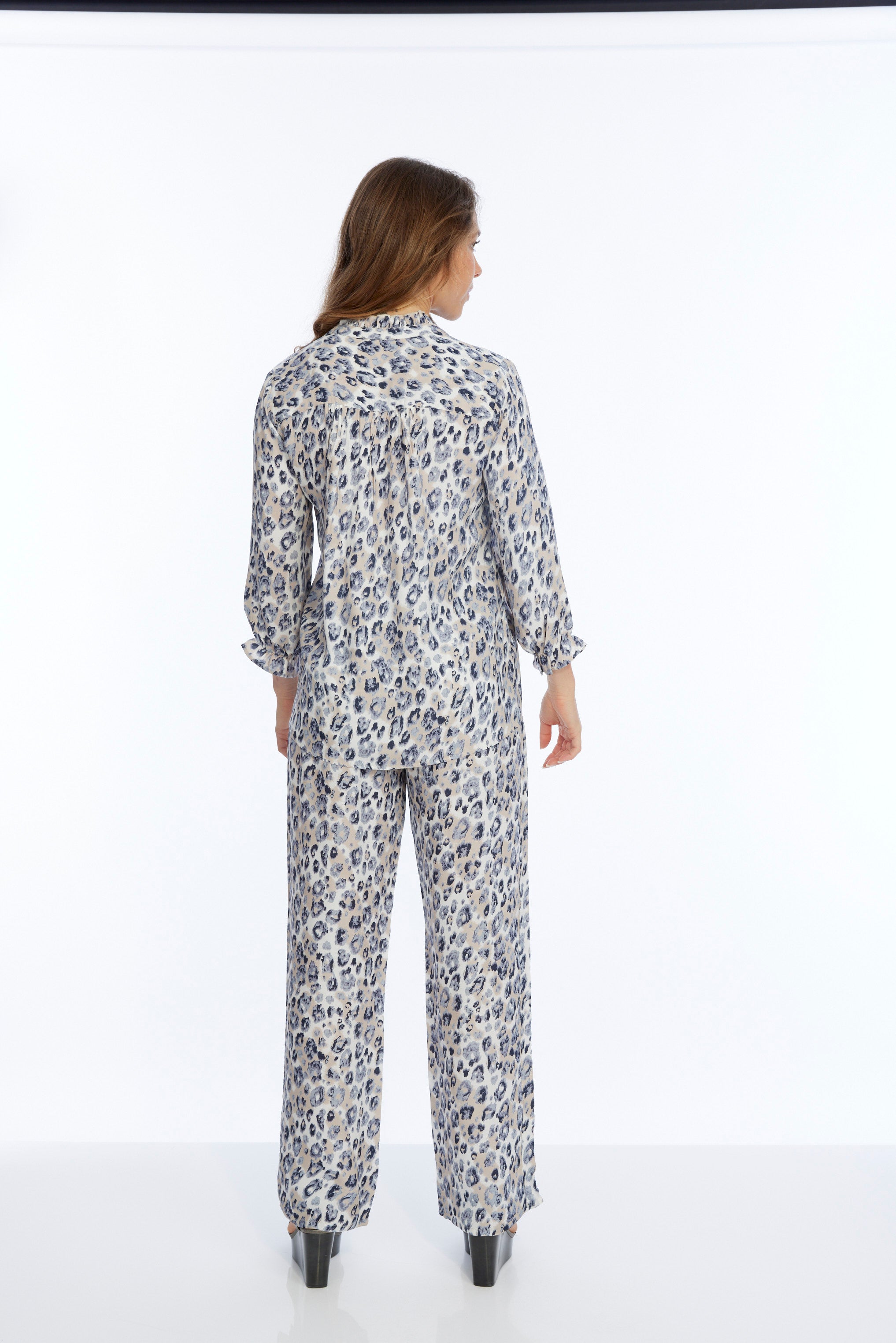 Navy leopard print top and pant Florence & Flynn.