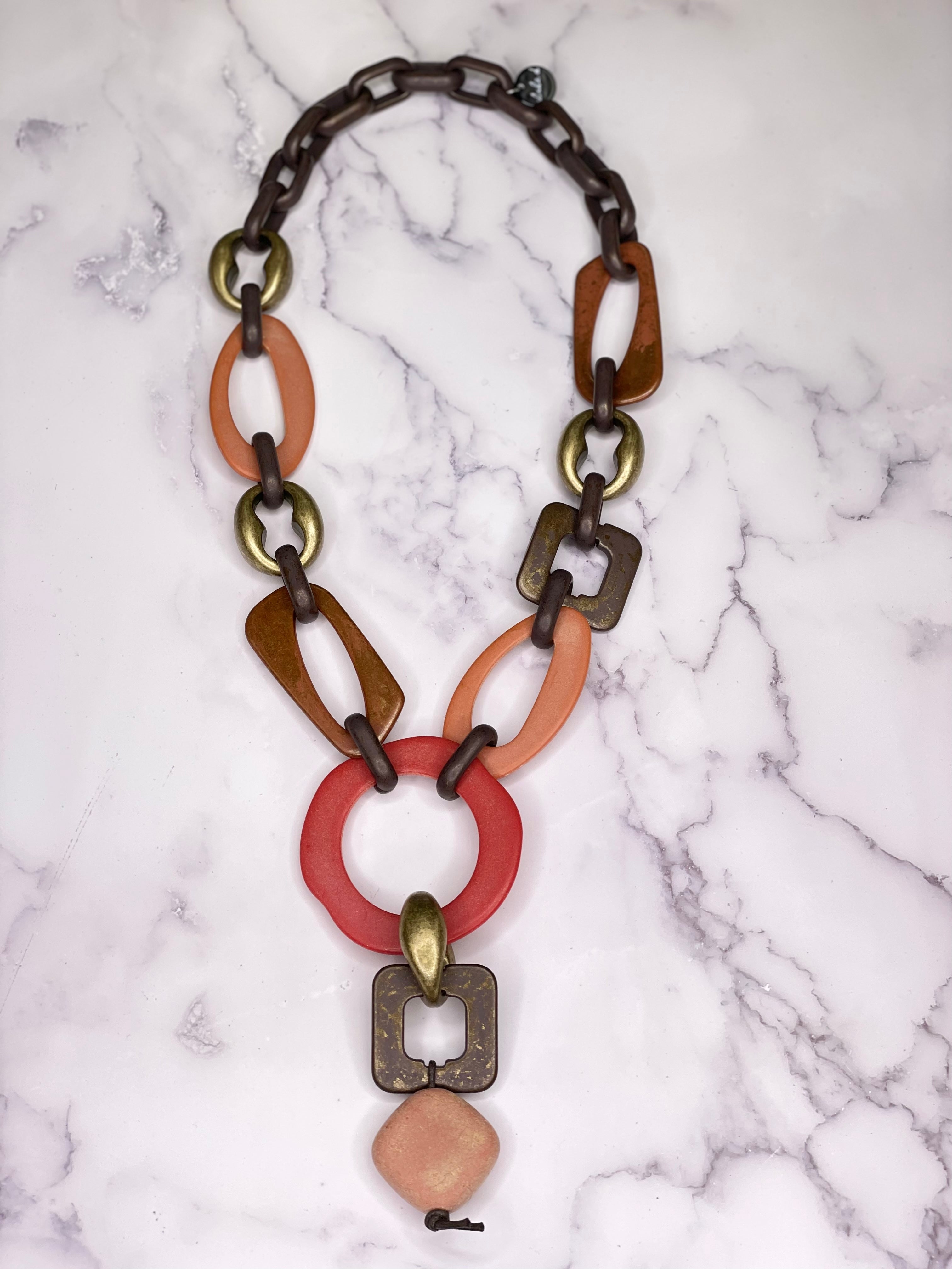 Alisha D Long Geometric Pieces Resin Pendant Acrylic Statement Necklace