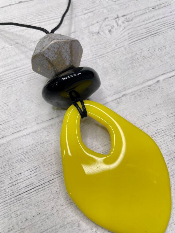 Alisha.D Yellow Open Teardrop Pendant Necklace Adjustable Cord