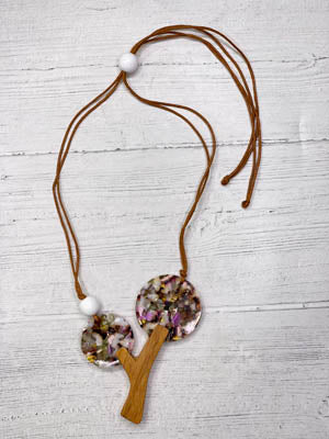 Alisha D Multicolor Tree Resin Pendant Statement Necklace Adjustable Cord