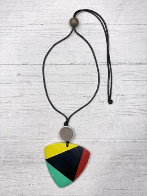 Alisha D Multicolor Wood Pendant Adjustable Cord