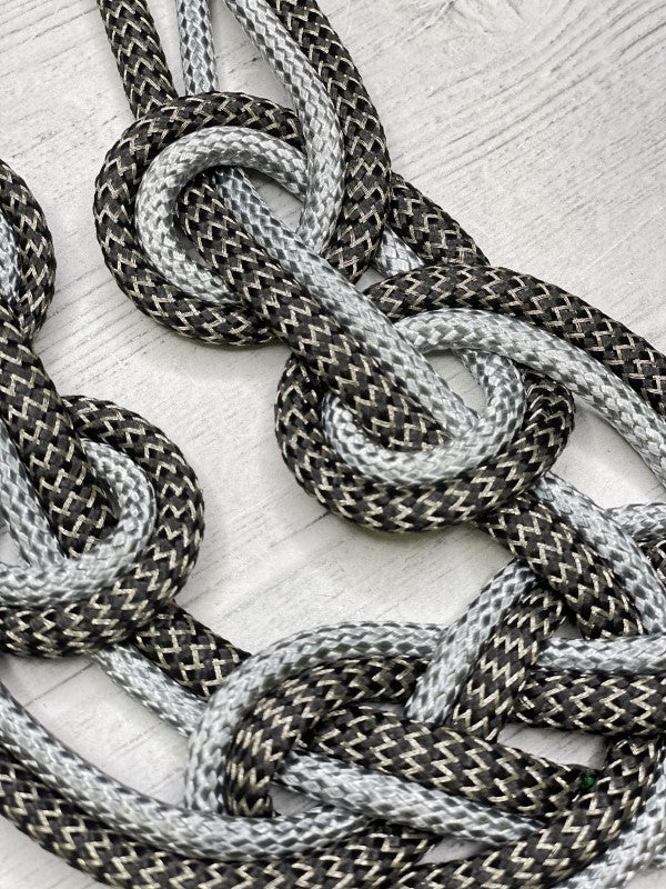 Alisha D Braided Grey Silver Cotton Cord Necklace