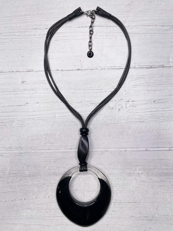 Alisha D Black Resin Pendant Statement Necklace