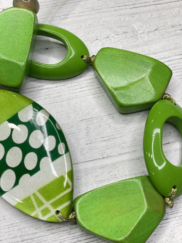Alisha D Long Green Beaded Resin Statement Necklace