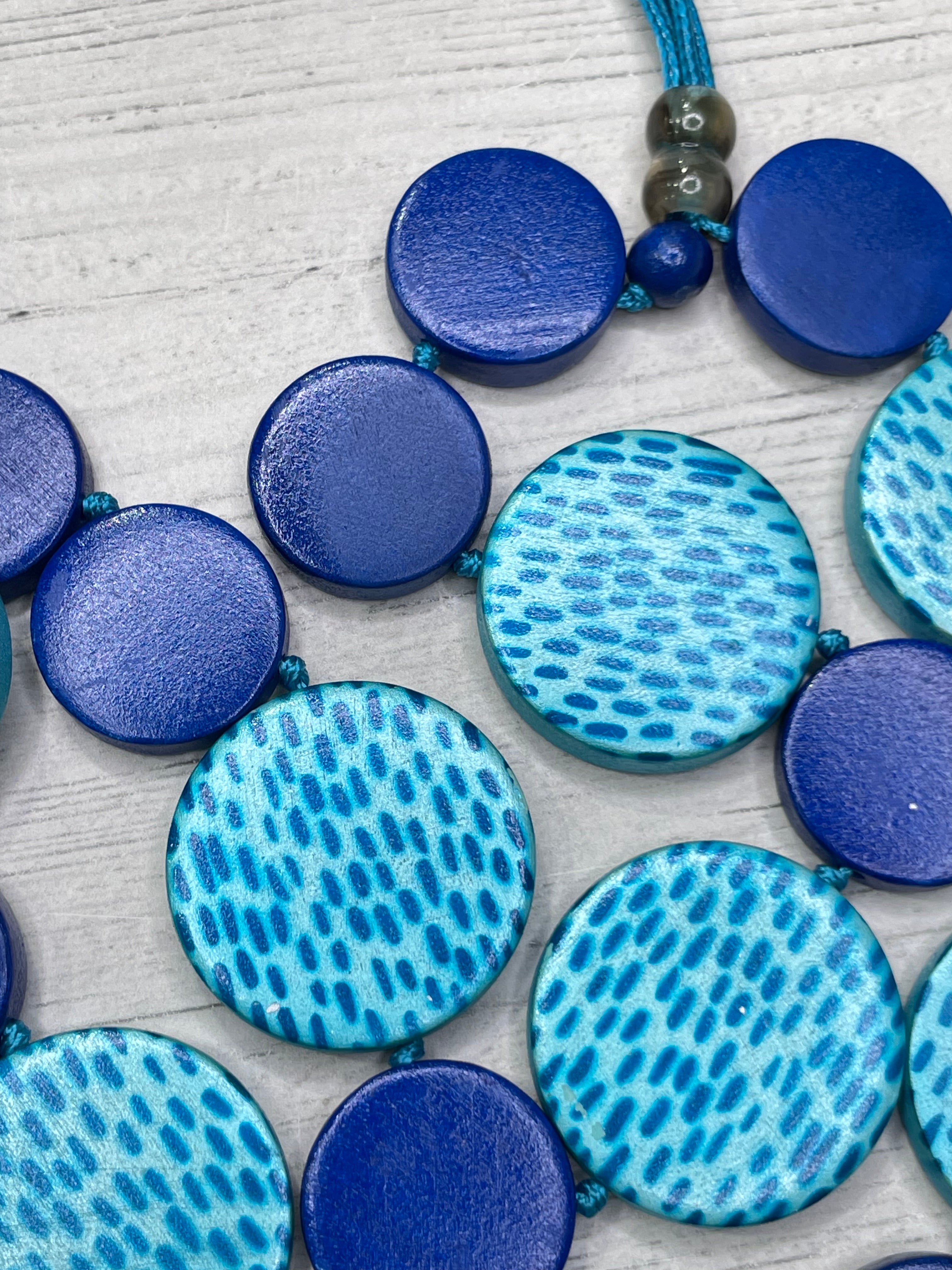 Alisha D Blue Coin Beaded Strands Statement Necklace