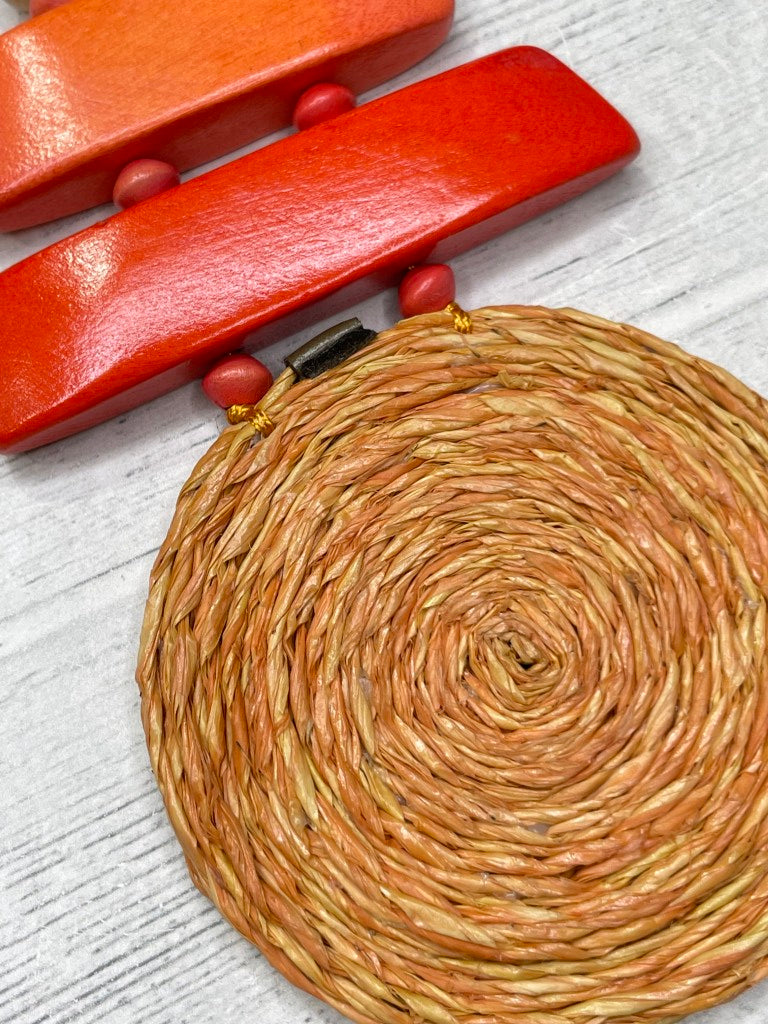 Alisha D Orange Spiral Autumn Handmade Pendant Necklace