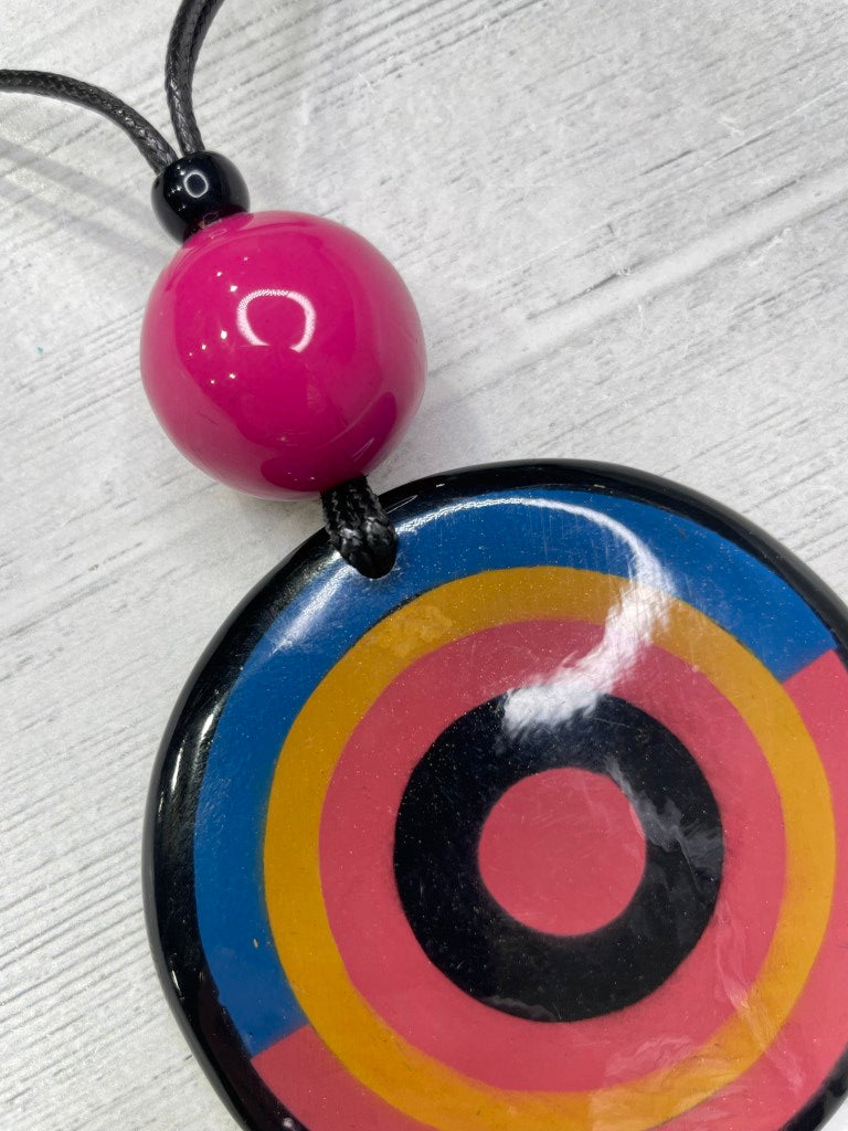 Alisha D Multicolor Circle Resin Pendant Adjustable Cord