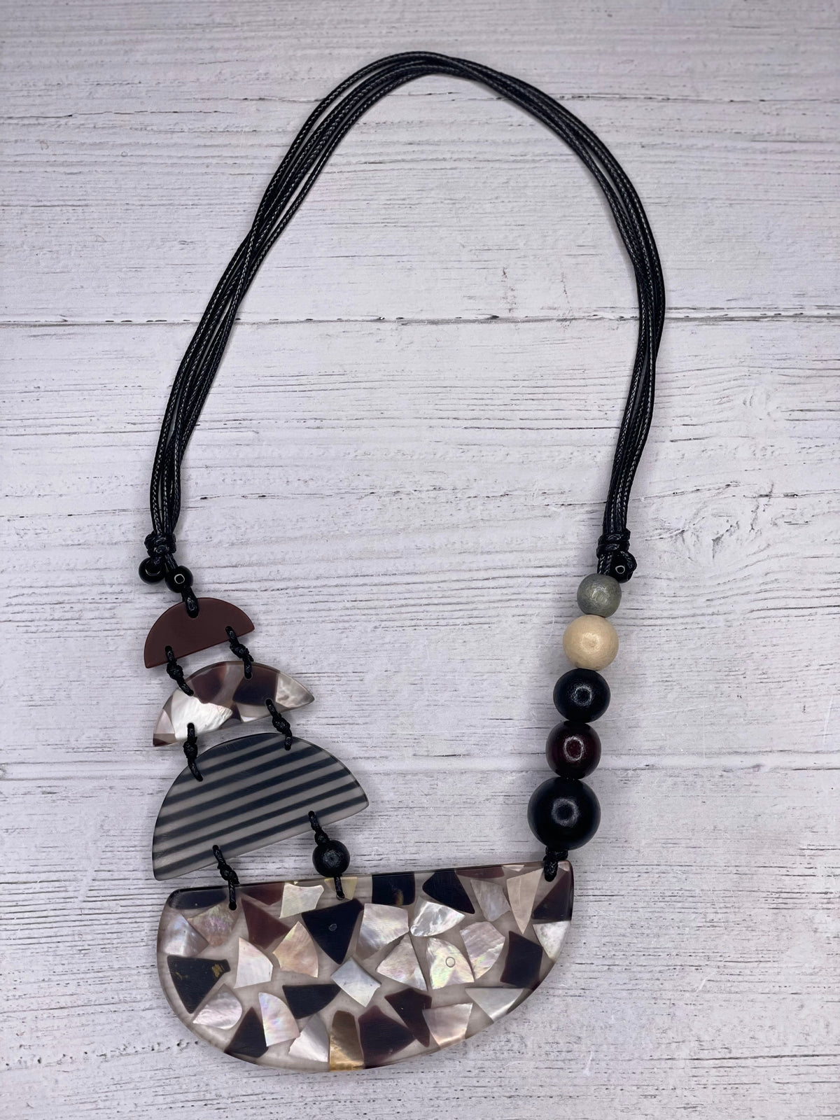 Alisha d Asymmetrical Pendant Mosaic Shade Brown Adjustable Cord