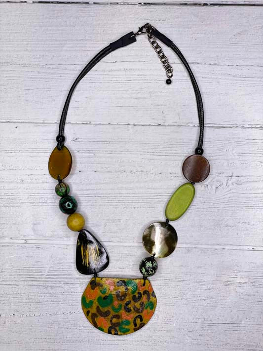 Alisha D Earthy Shell Pendant Statement Necklace