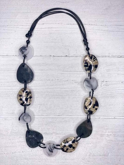 Alisha D Resin Beaded Statement Long Necklace Adjustable Cord