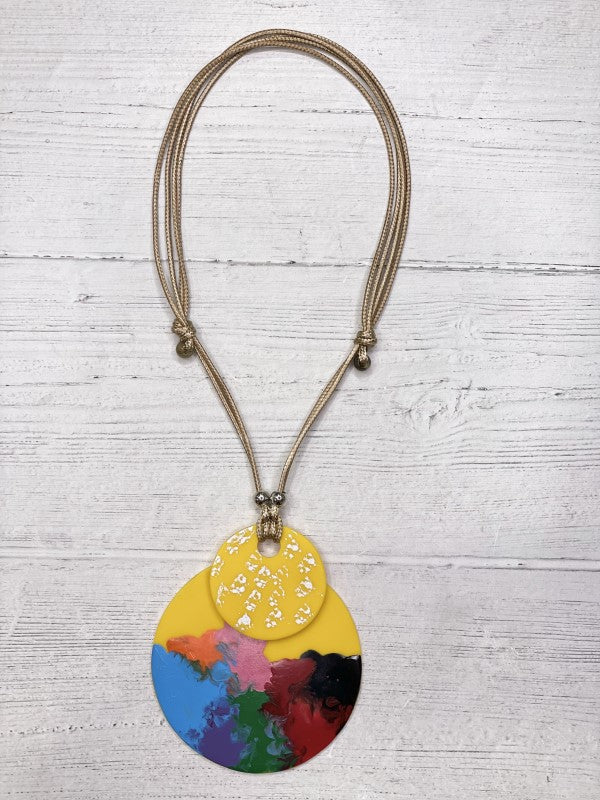 Alisha D Big Multicolor Pendant Statement Necklace Adjustable Cord