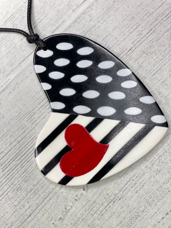 Alisha D Heart Pendant Statement Necklace Adjustable Cord