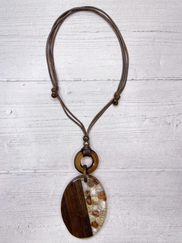 Alisha D Handmade Women's Necklace Resin Pendant Adjustable Cord