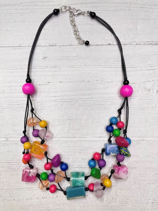 Alisha D Multicolor Beaded Strands Statement Necklace