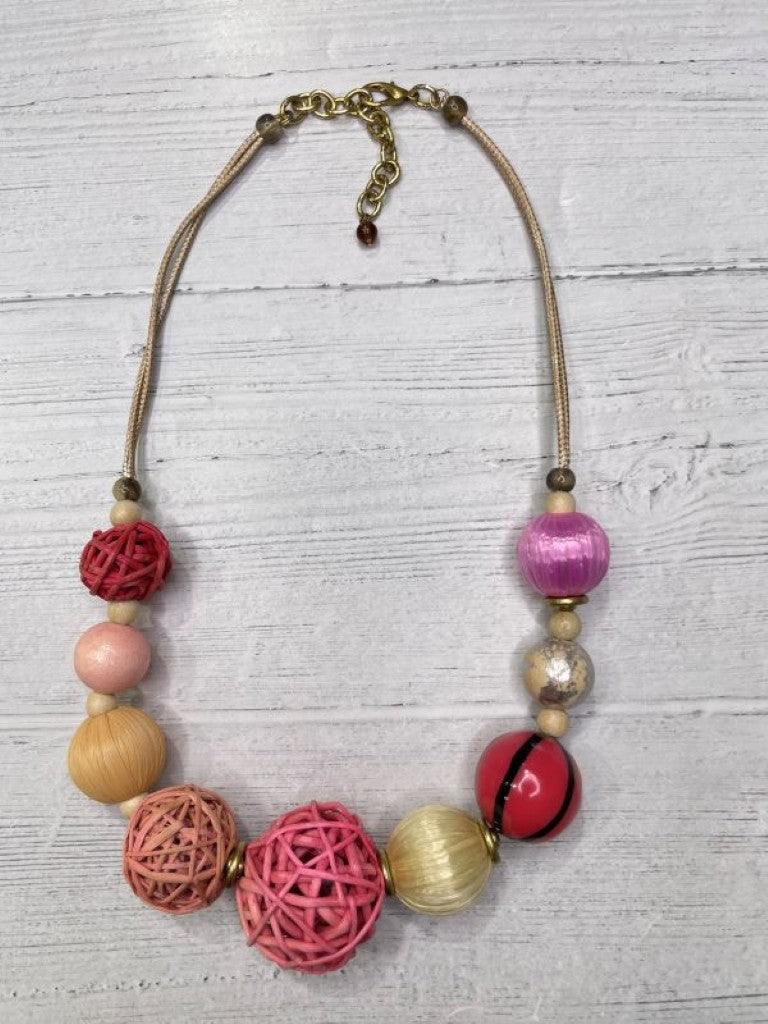 Alisha D Soft Pink Handmade Beaded Resin Statement Necklace