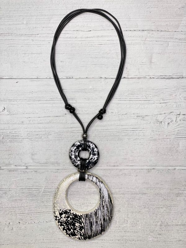 Alisha D Monochromatic Big Pendant Necklace Adjustable Cord