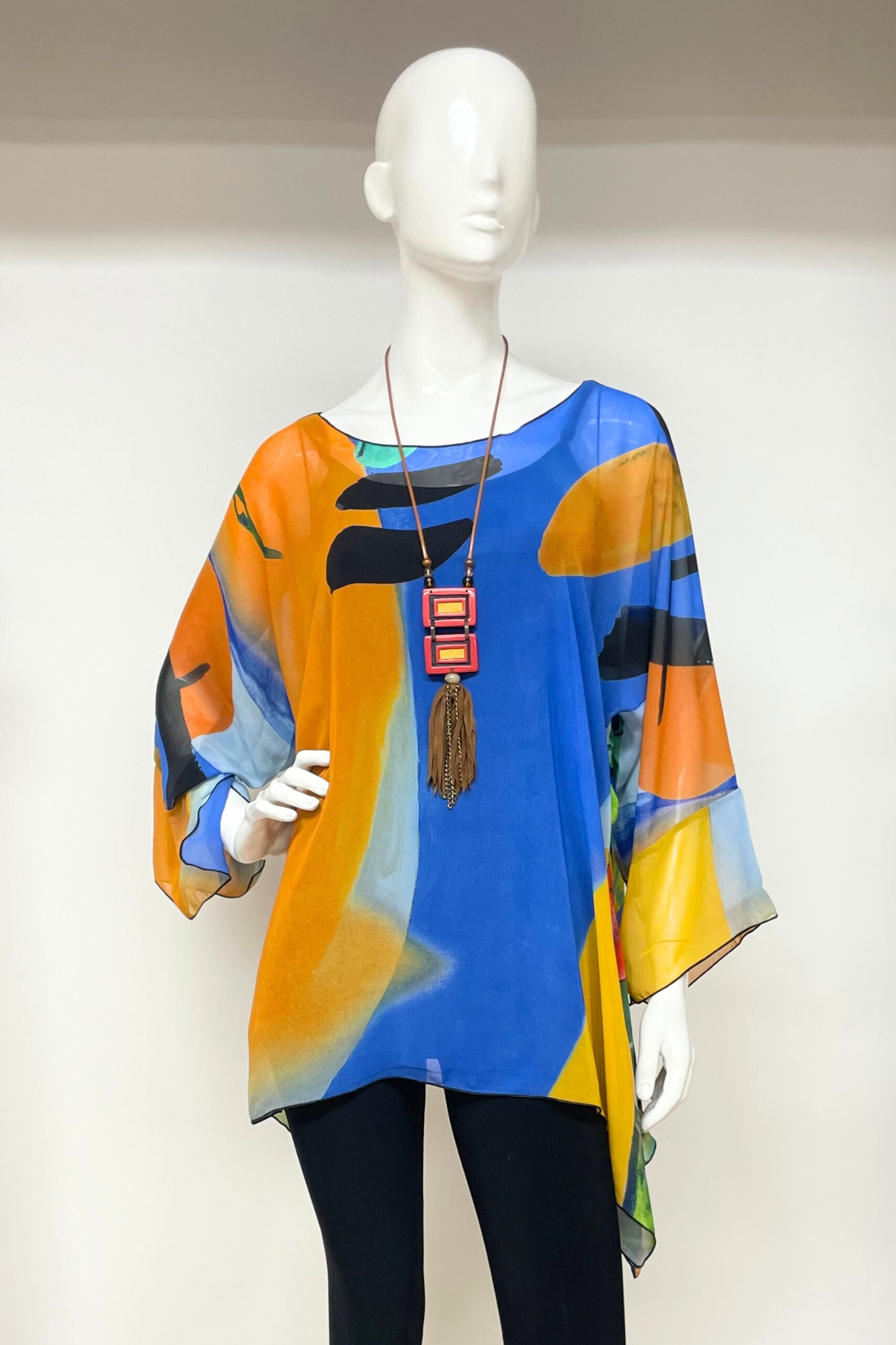 Dark Blue Elegant Sheer Blouse One Size Fits All | LIOR Tunic