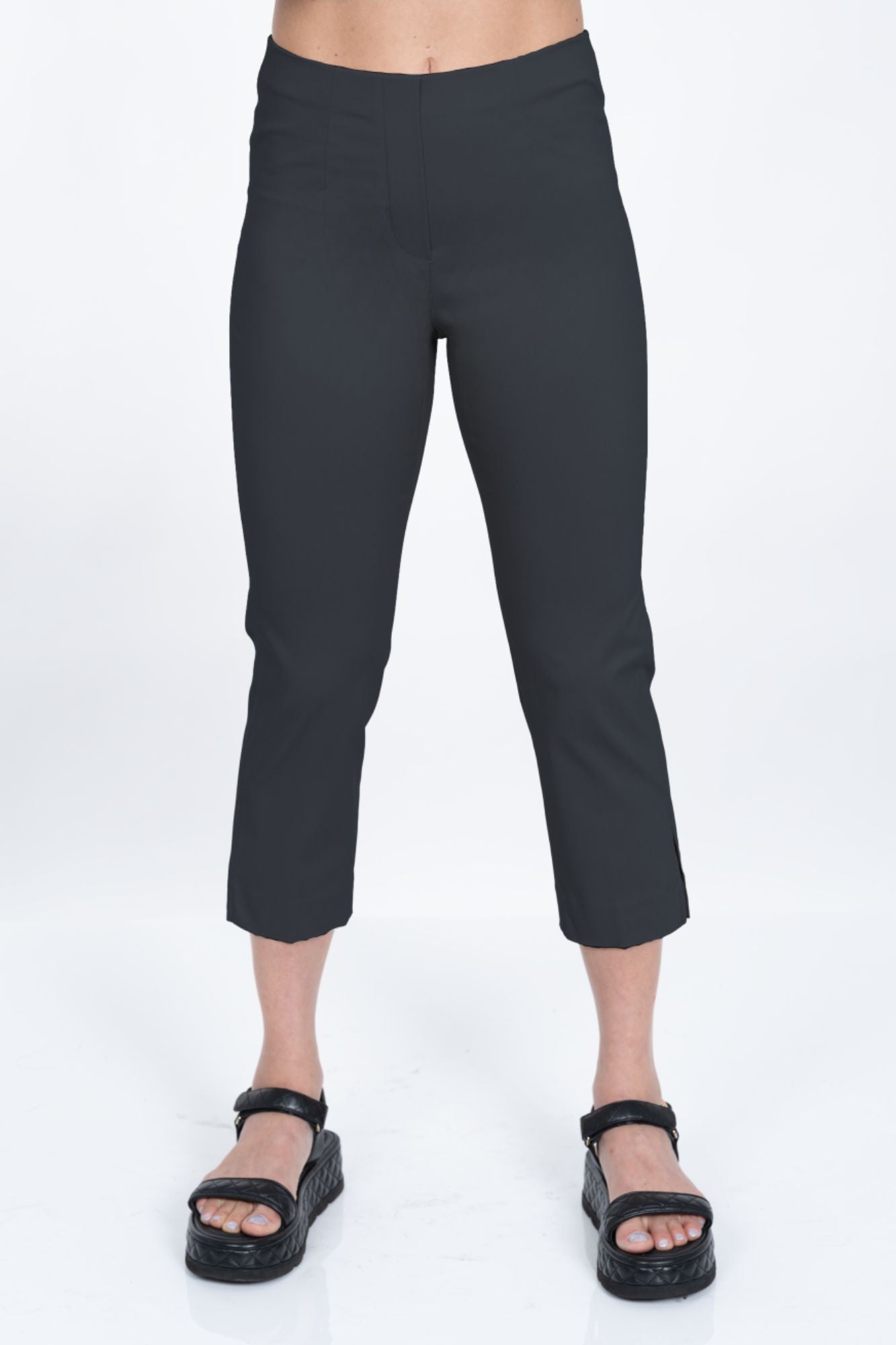 LIOR Women's Black Pull On Cropped Capri 23" Inseam Techno Fabric - "Sidney"