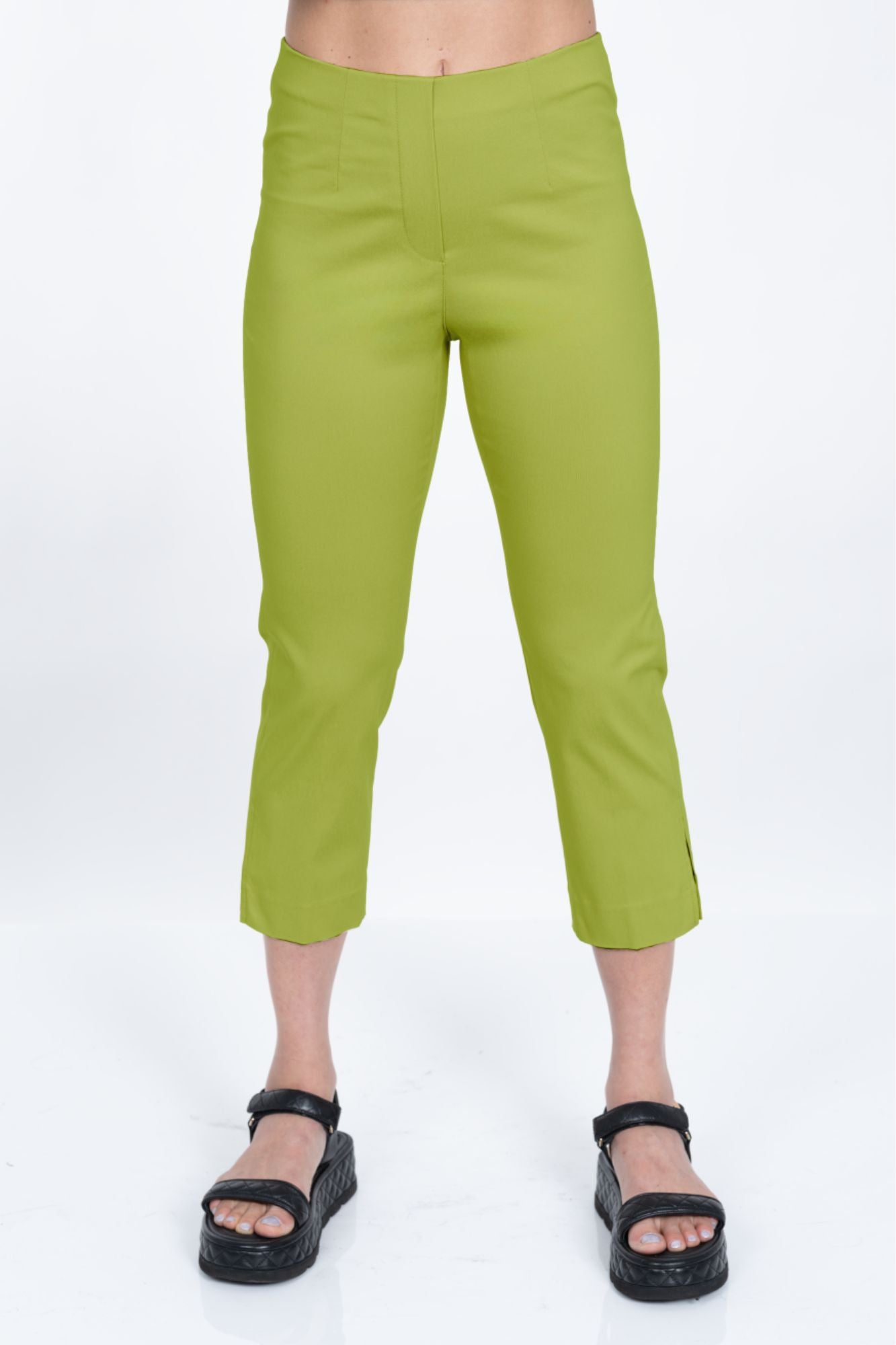 LIOR Women's Pistachio Pull On Cropped Capri 23" Inseam Techno Fabric - "Sidney"