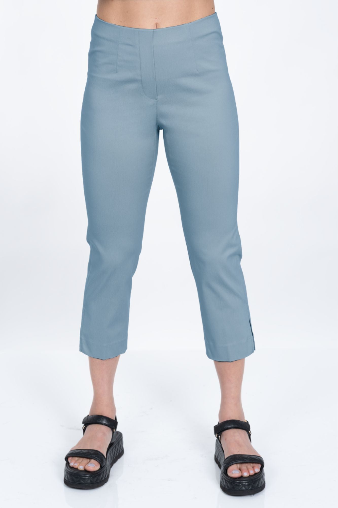 LIOR Women's Chambray Pull On Cropped Capri 23" Inseam Techno Fabric - "Sidney"
