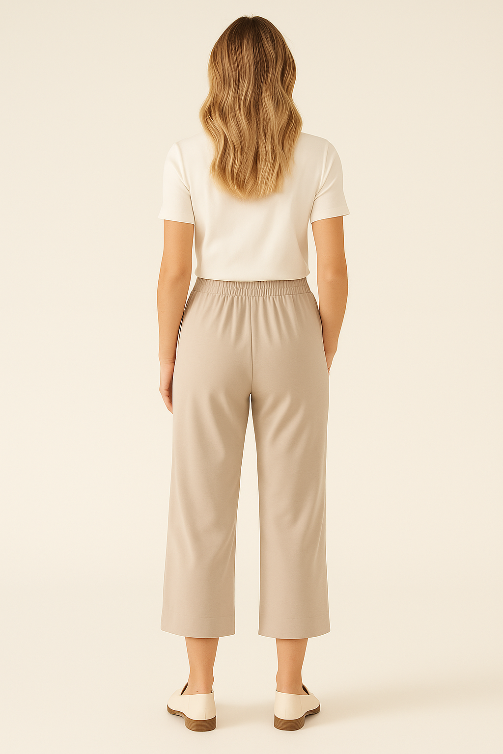 Cropped Flare Soft-Knit Front Seam Pull On Pant - "Zac P"