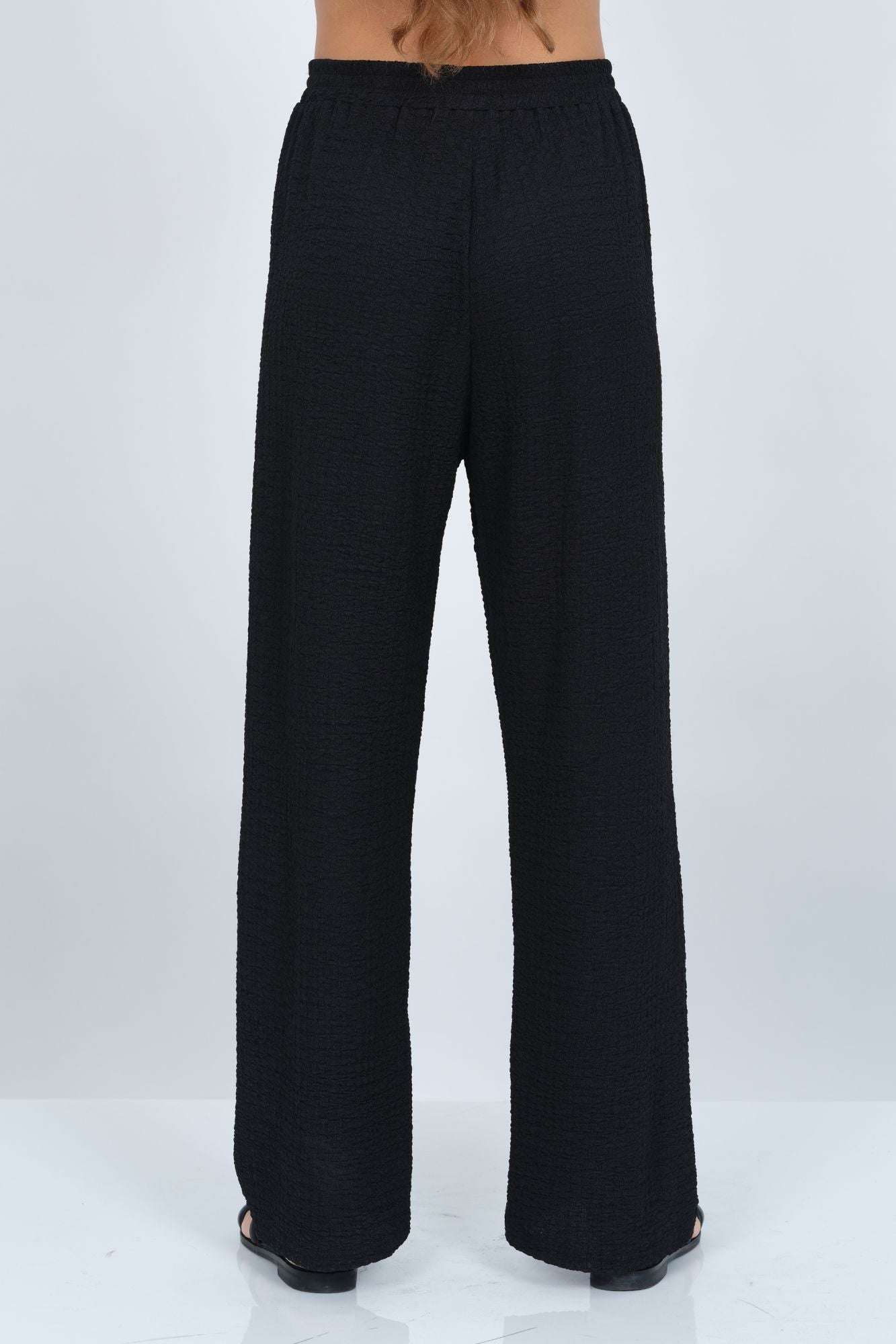 LIOR Women's Soft Waffle Knit Wide Leg Pant Pull On Crinkle Travel Pant - "Katie"
