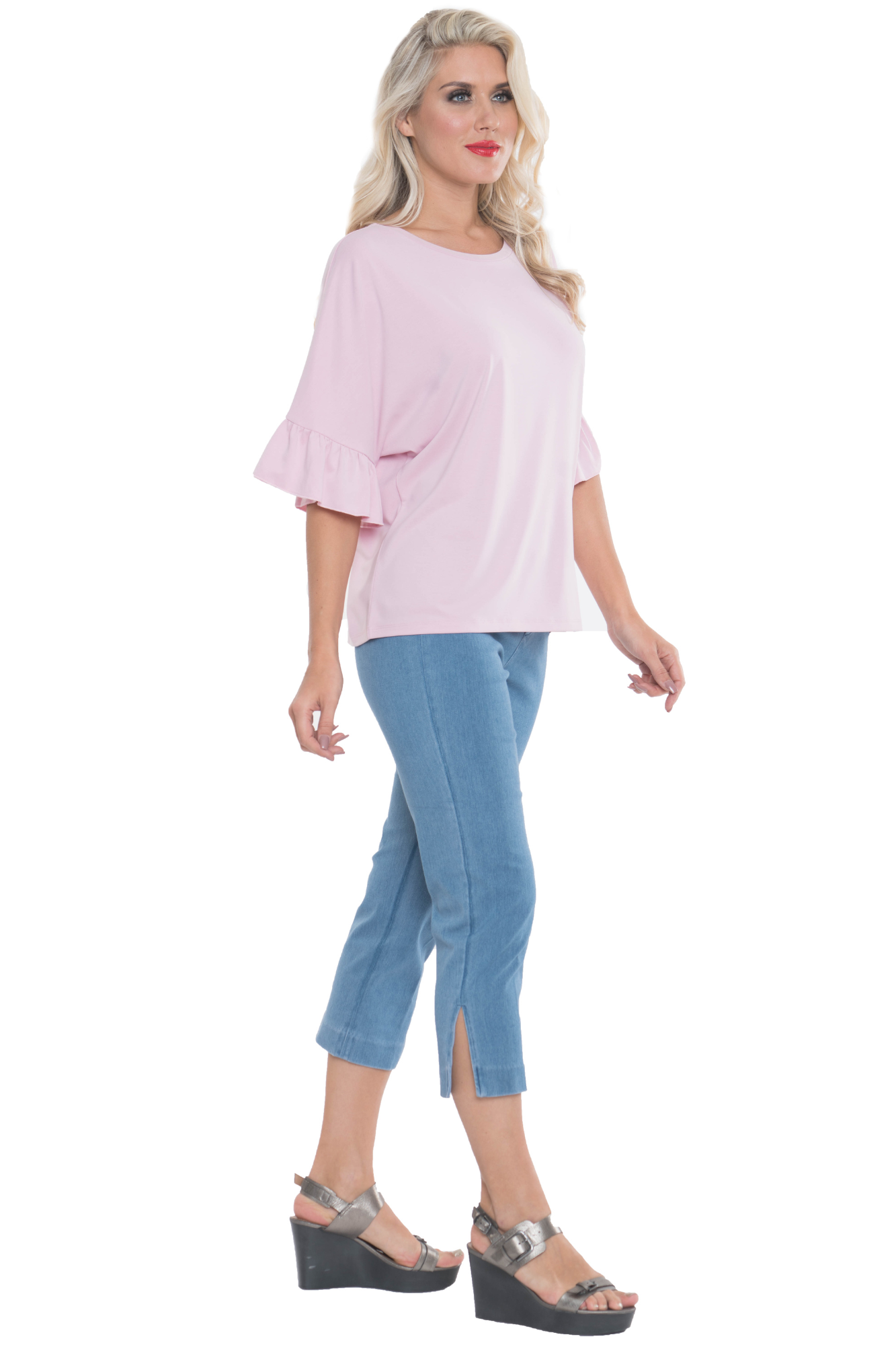 LIOR Women's Pull On Cropped Capri 23" Inseam Stretchy Cotton Denim - Sidney