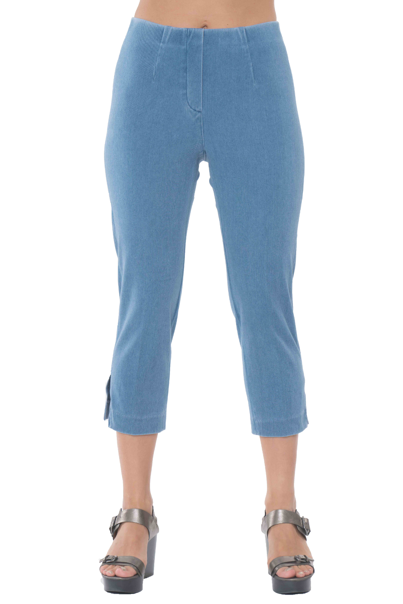 LIOR Women's Pull On Cropped Capri 23" Inseam Stretchy Cotton Denim - Sidney