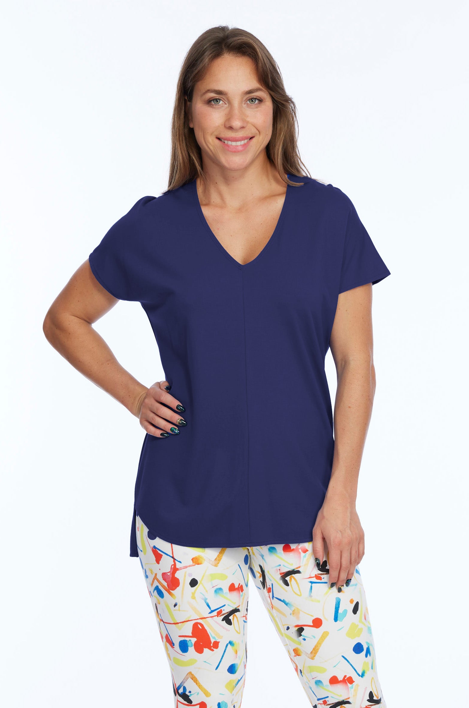 Women's Premium Short Sleeve Knit Marine Top Zoe LIOR