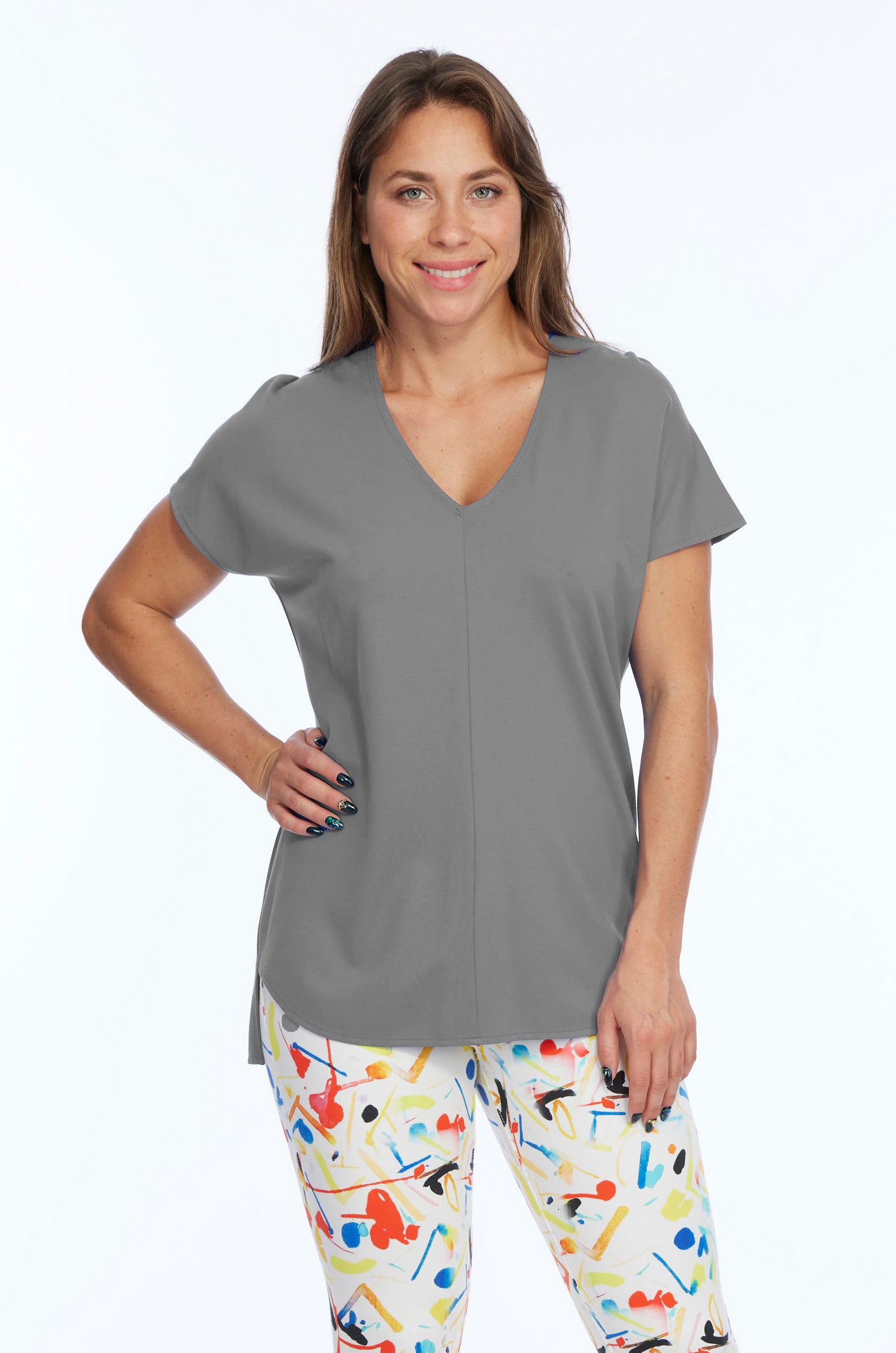 Women's Premium Short Sleeve Knit Smoke Top Zoe LIOR