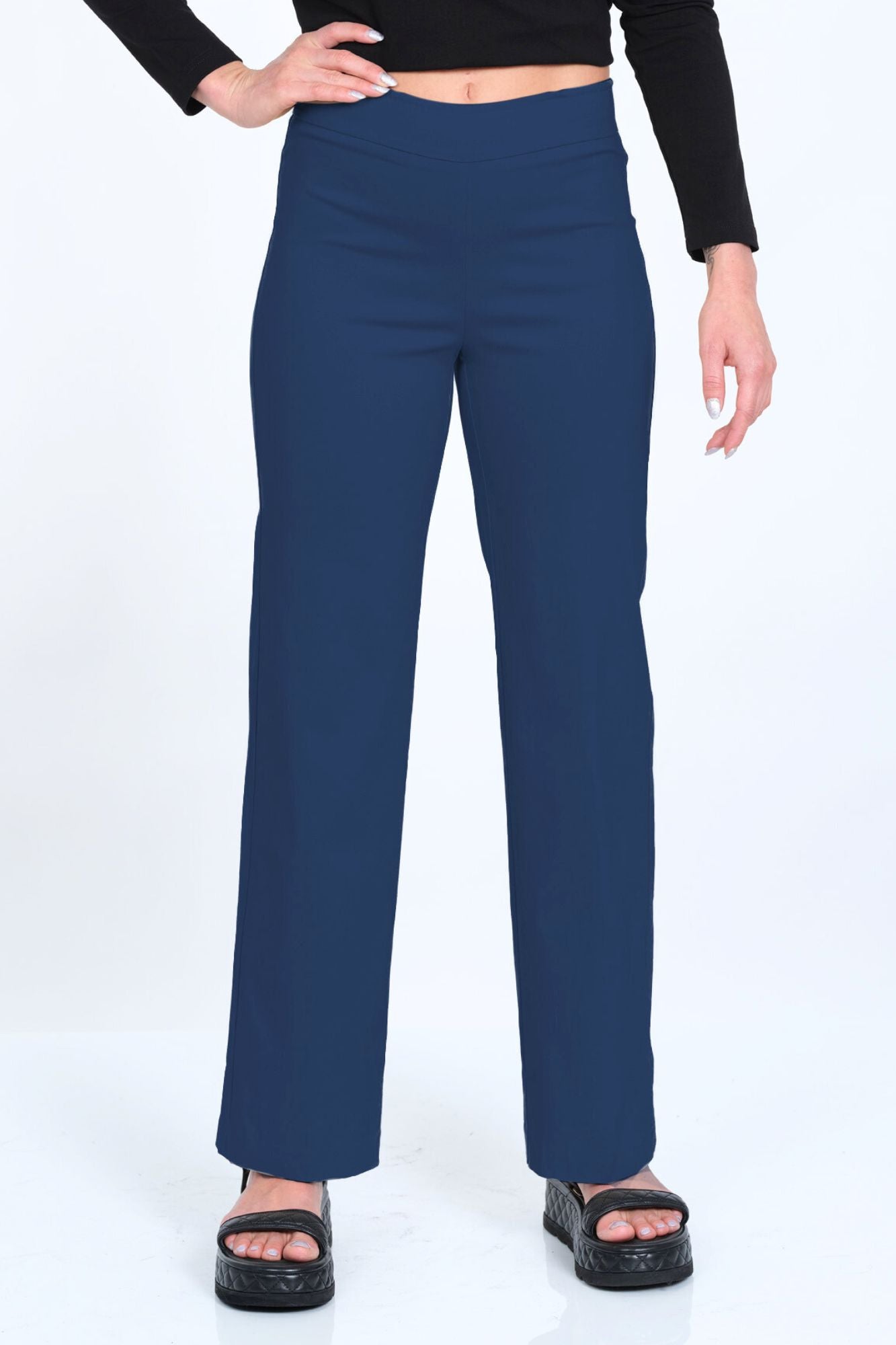 LIOR Women's Mini Flare Pull On Pant 30" Inseam Dressy Fabric - "Stella"