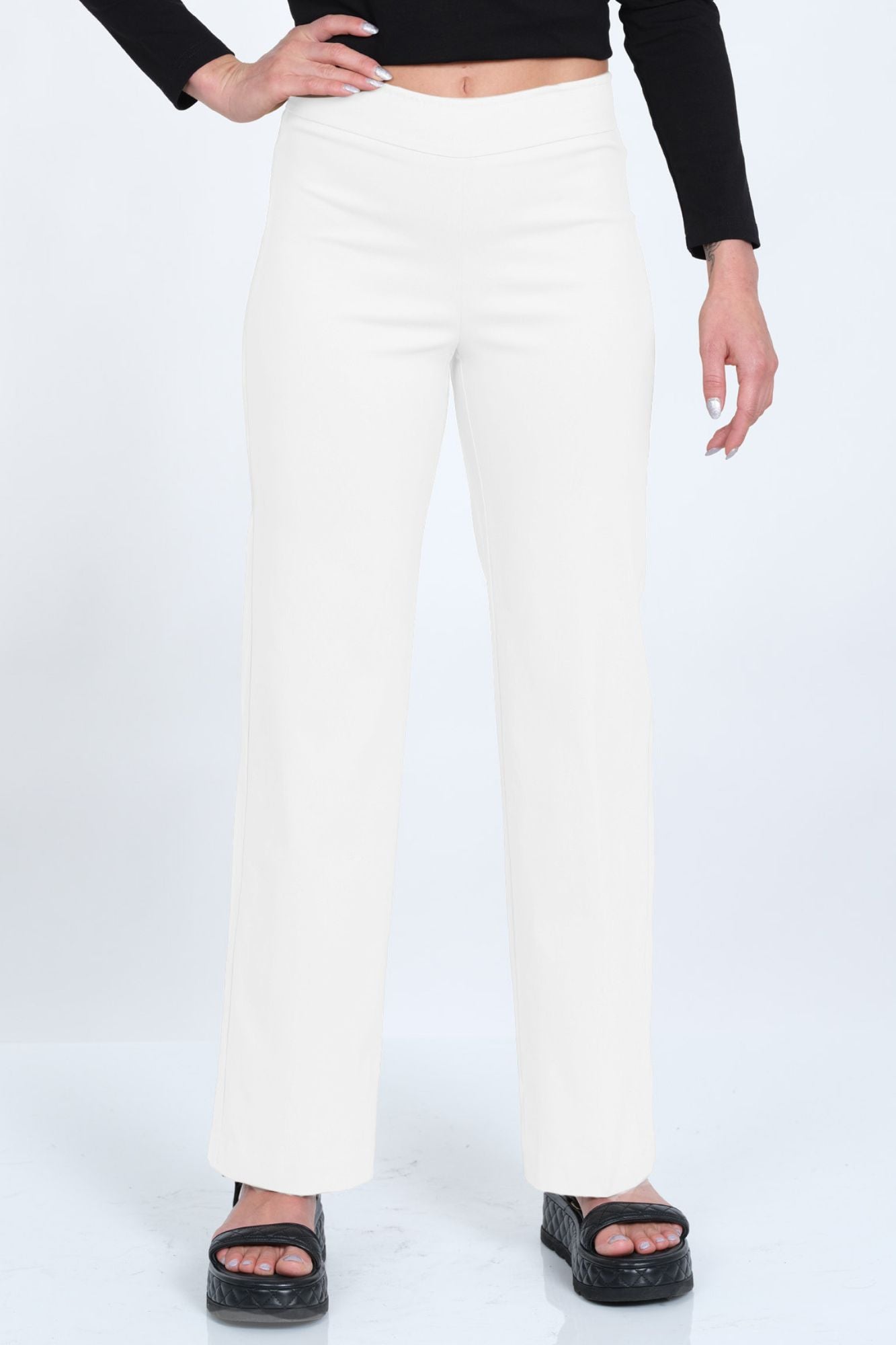 LIOR Women's Mini Flare Pull On Pant 30" Inseam Dressy Fabric - "Stella"