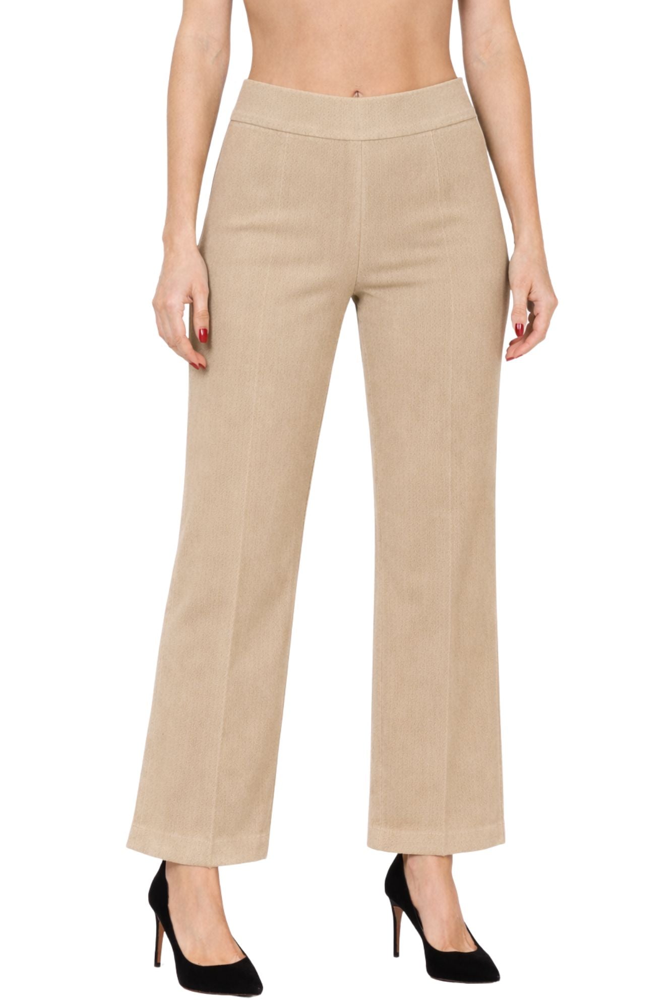 LIOR Women's Mini Flare Pull On Pant 30" Inseam Soft Cotton Khaki Denim Jean-"Stella"