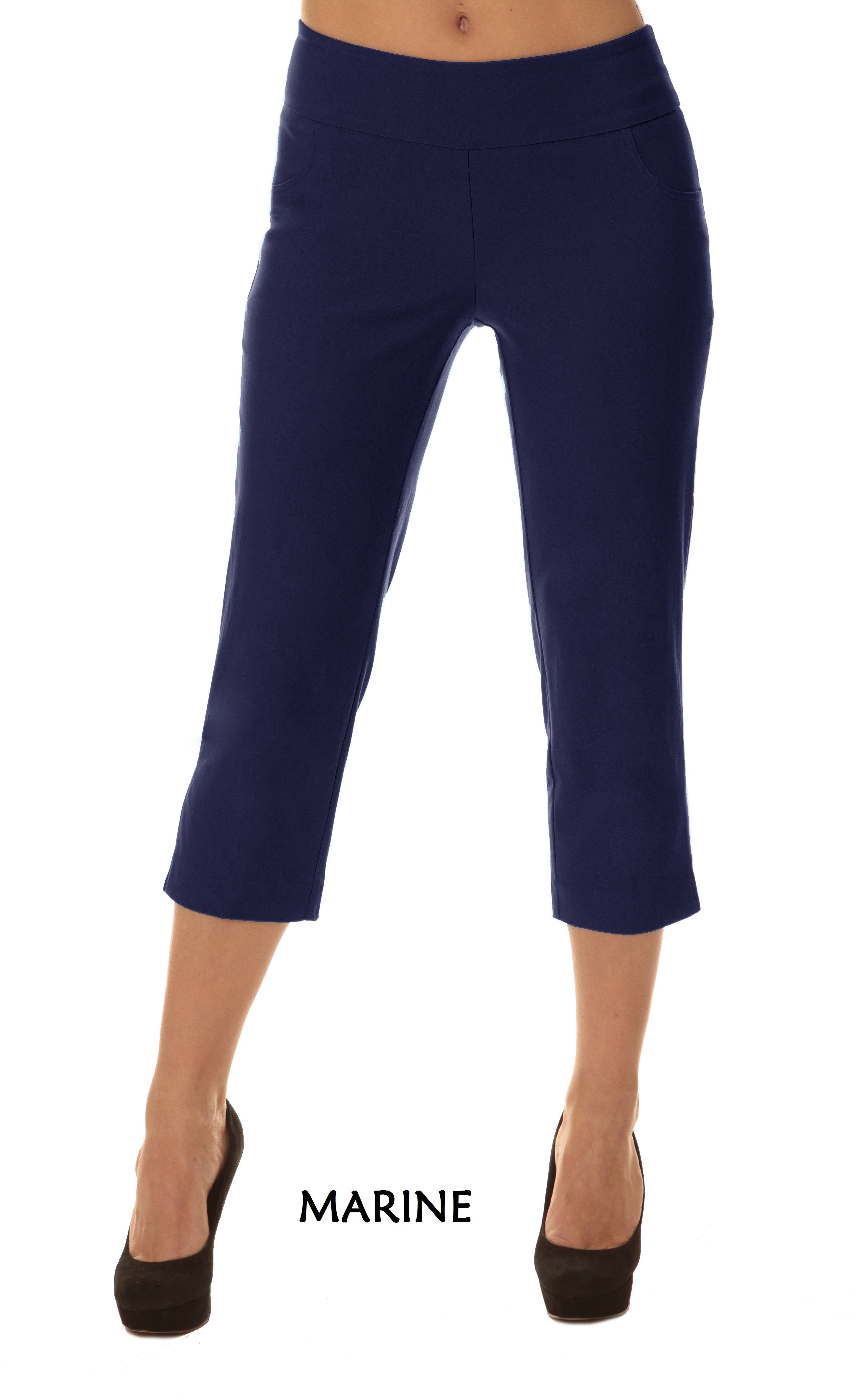 Straight Leg Capri Pant With Slit Details Jess - Navy