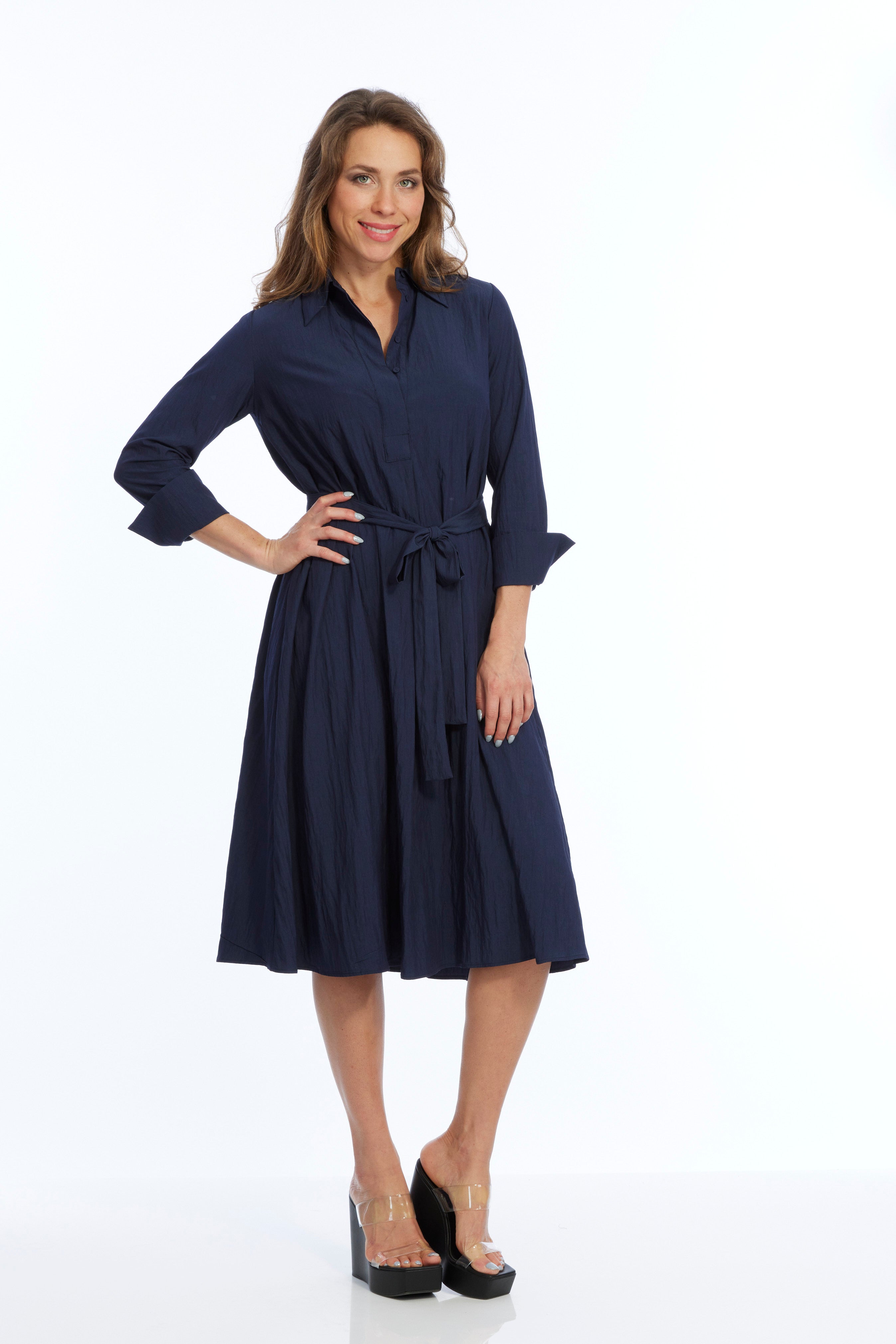 navy long sleeve dress for women