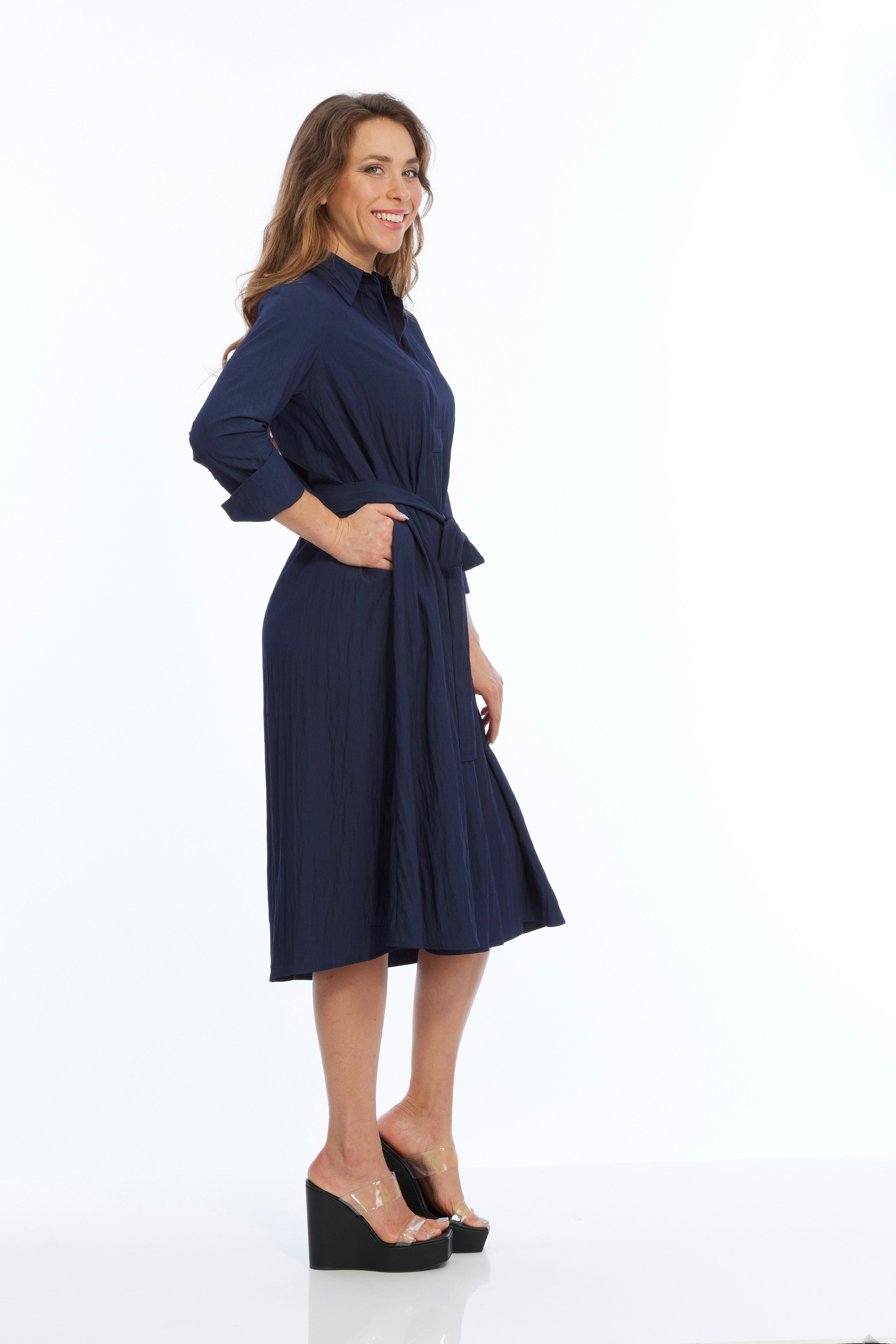 long sleeve navy dress for women