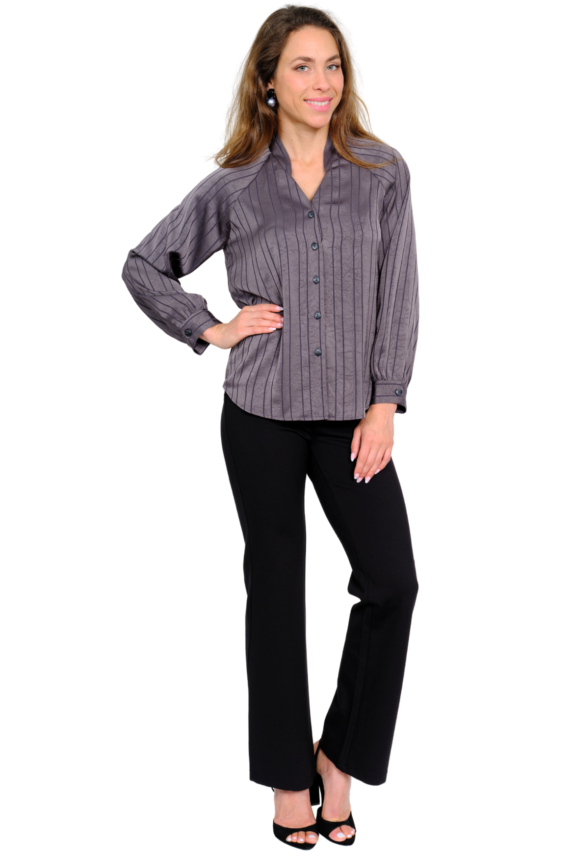 long-sleeve satin top