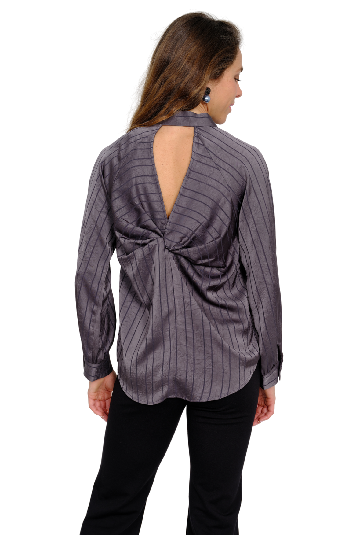 grey satin blouse