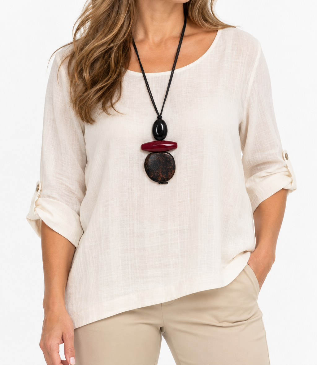 Alisha D Resin Pendant Necklace In Wine And Copper