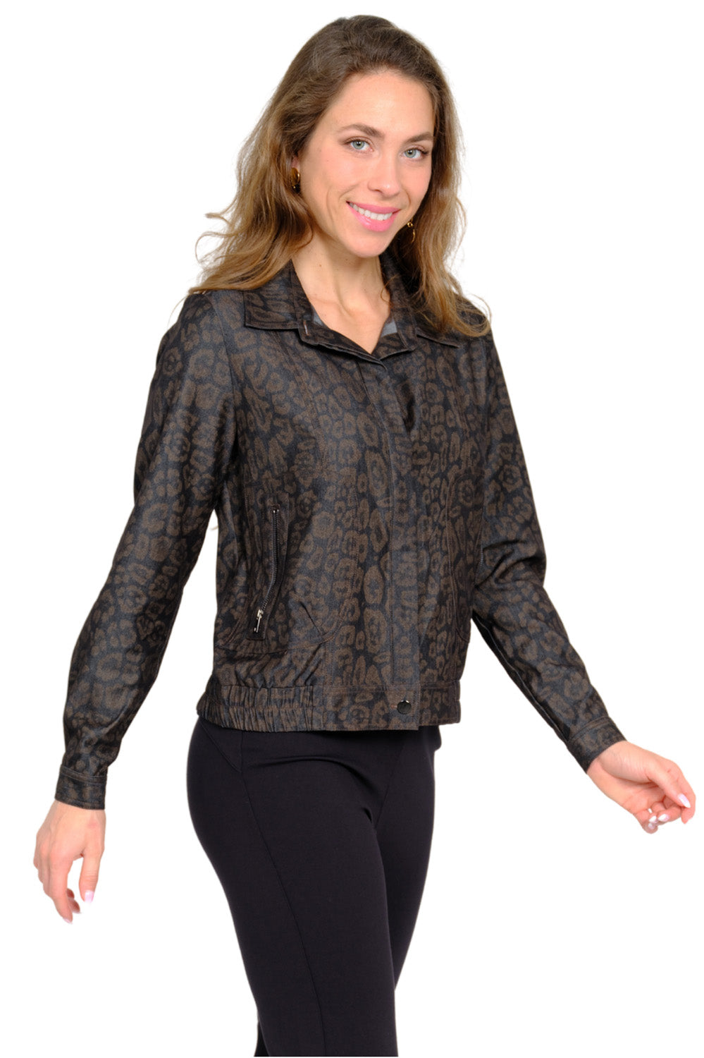 LIOR Women's Black Leopard Shirt Jacket - "Clover"