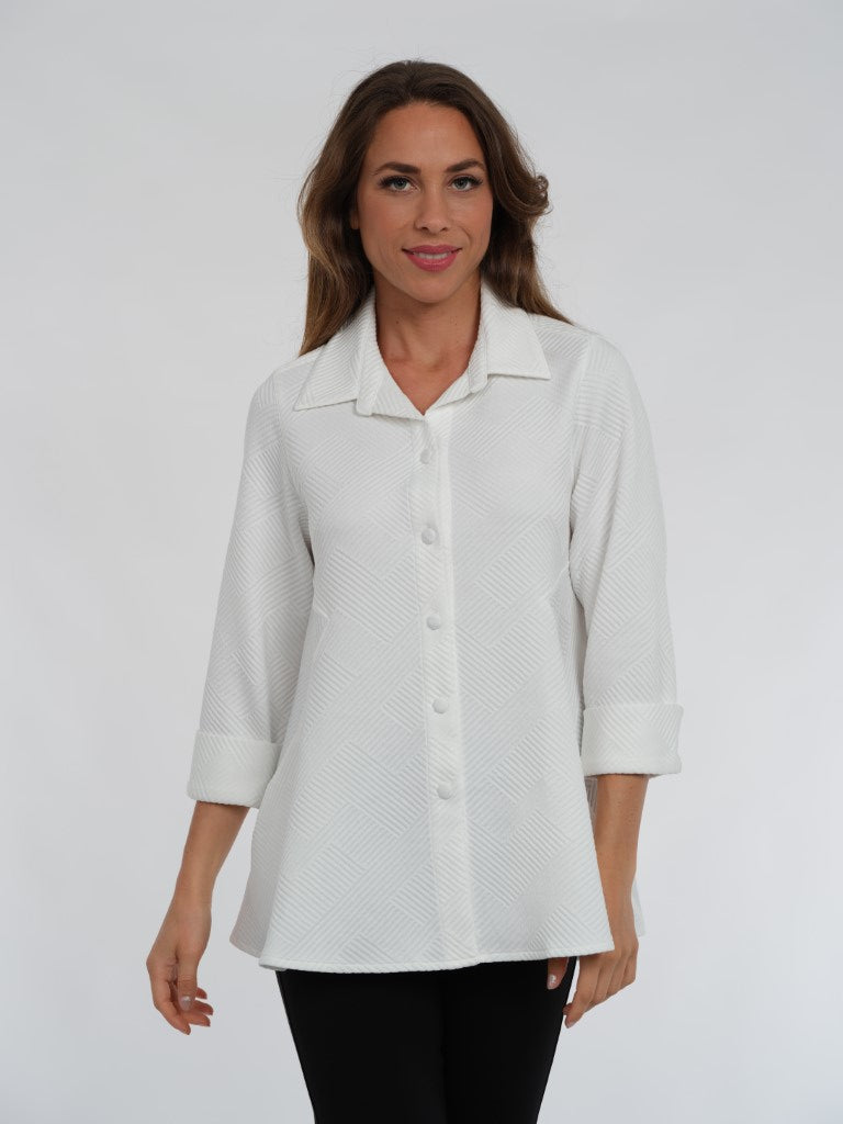 LIOR Women's Textured Knit Button Up Side Pockets - "Vella"