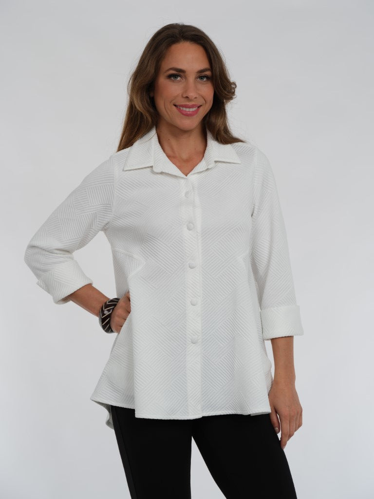 LIOR Women's Textured Knit Button Up Side Pockets - "Vella"