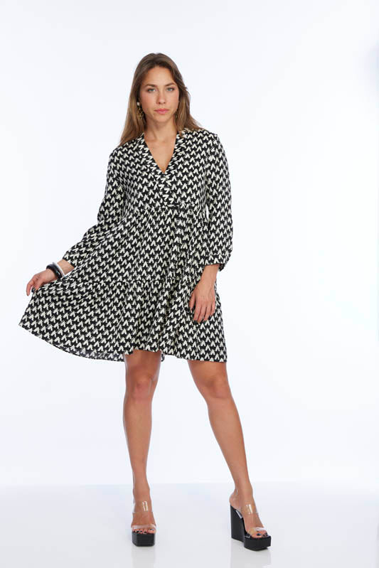 LIOR Women's Black & White Pattern Dress-"Dolly"