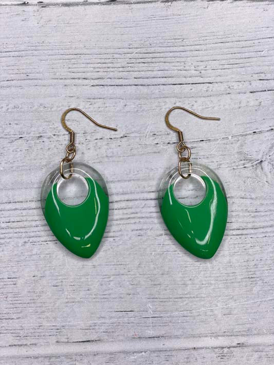 Alisha D Dangle Resin Teardrop Green Earrings