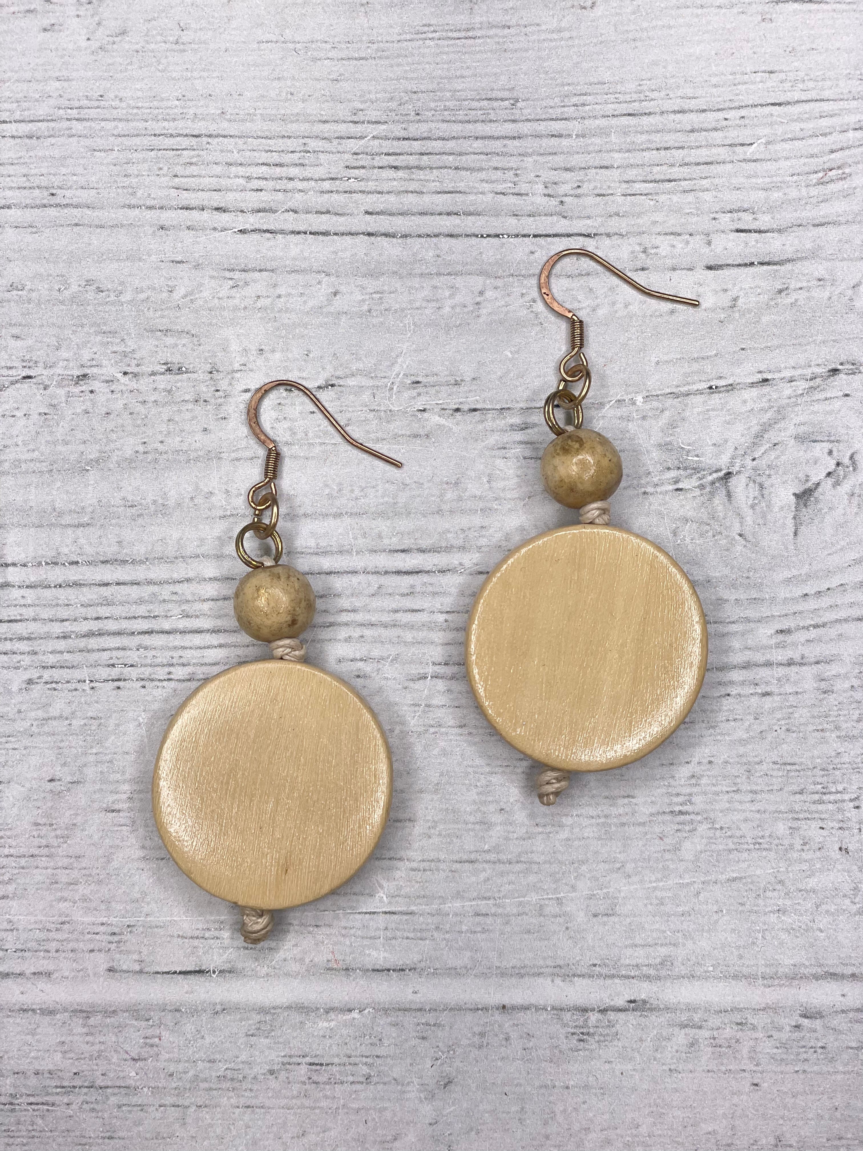 Alisha D Neutral Wood Bead Earrings