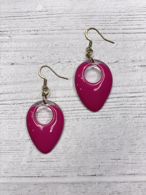 Alisha D Dangle Resin Teardrop Fuchsia Earrings