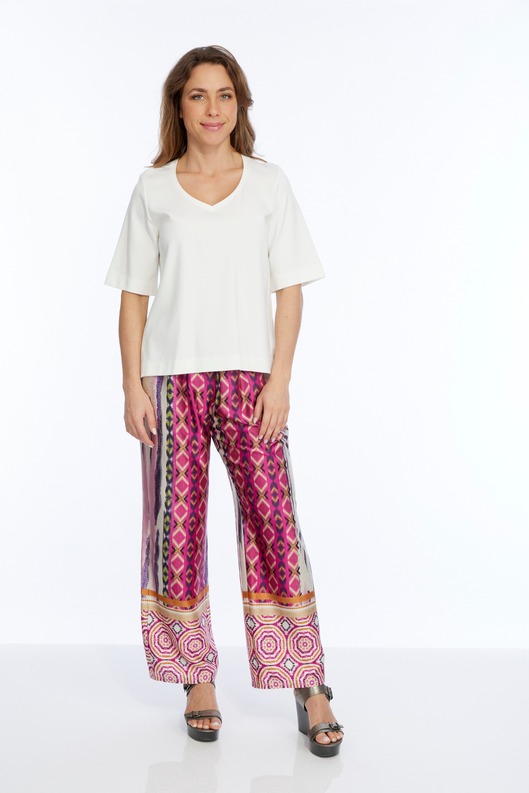 LIOR Women's Vibrant Tribal Pull-On Wide Leg Pant "Flora"